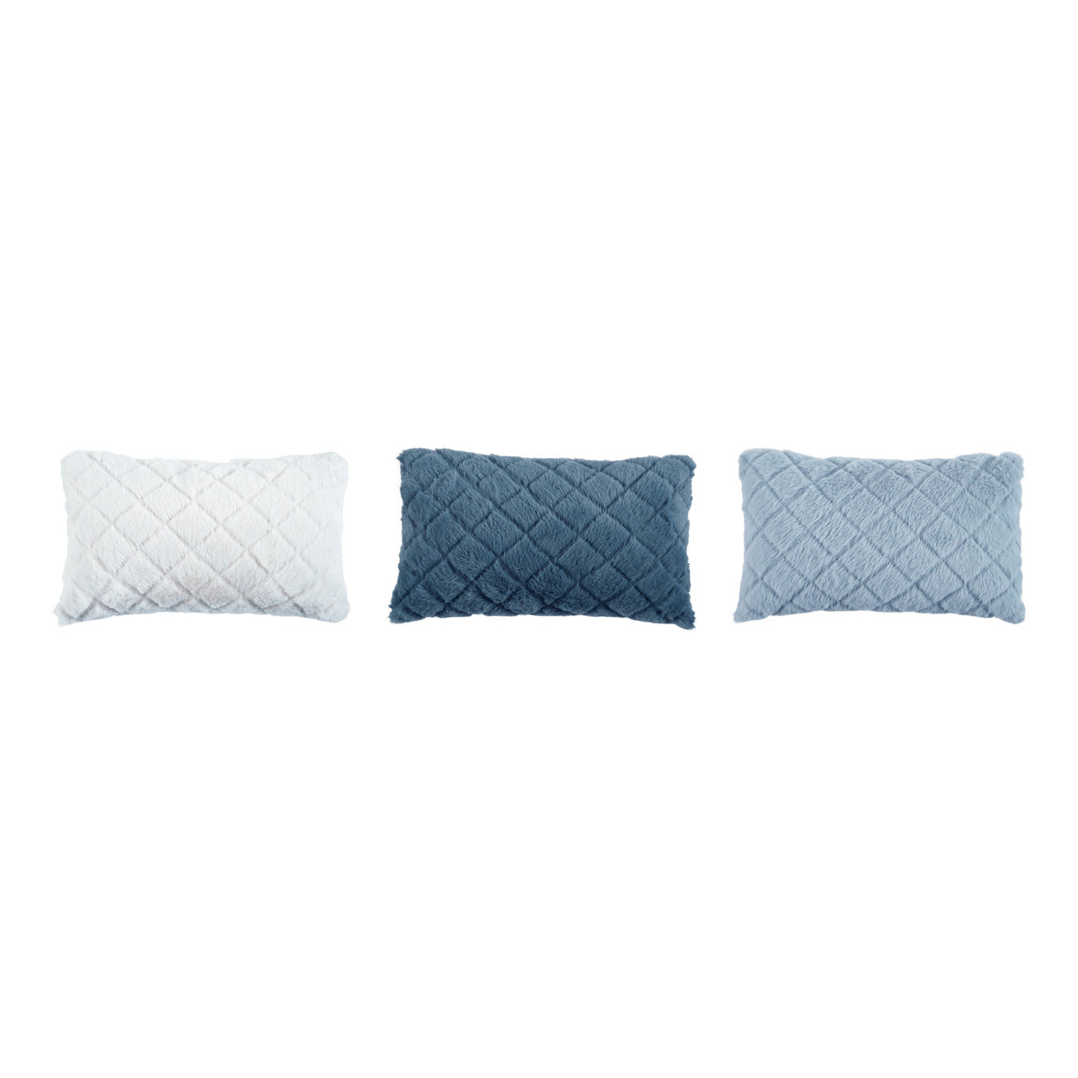 Faux Fur Quilted Lumbar Pillow, 3 Colors