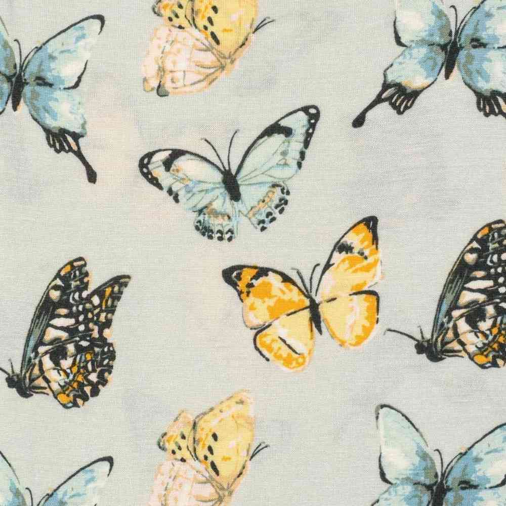Butterfly Bamboo Ruffle Zipper Footed Romper - Milkbarn