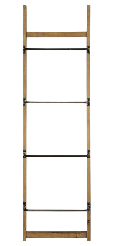 Metal and Wood Wall Rack with 4 Bars