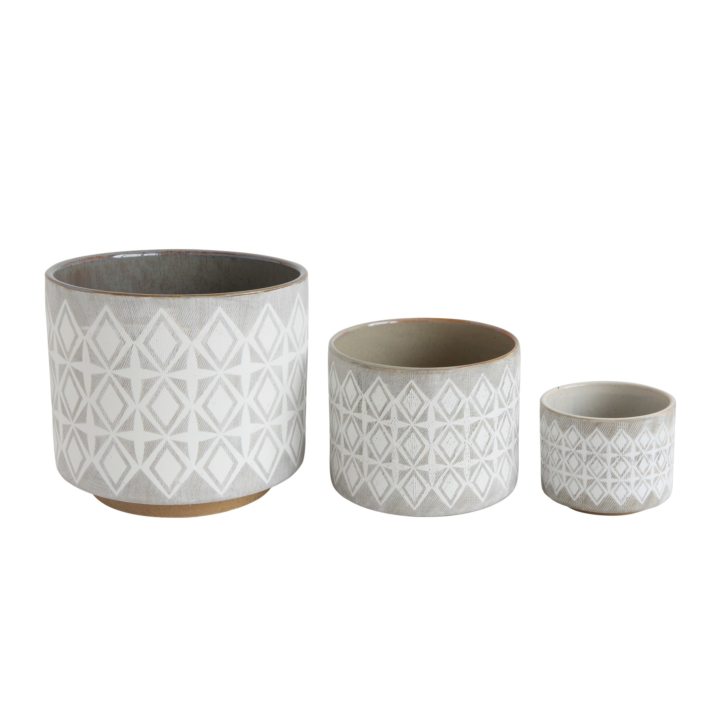 Gray & White, Diamond Pattern Pots