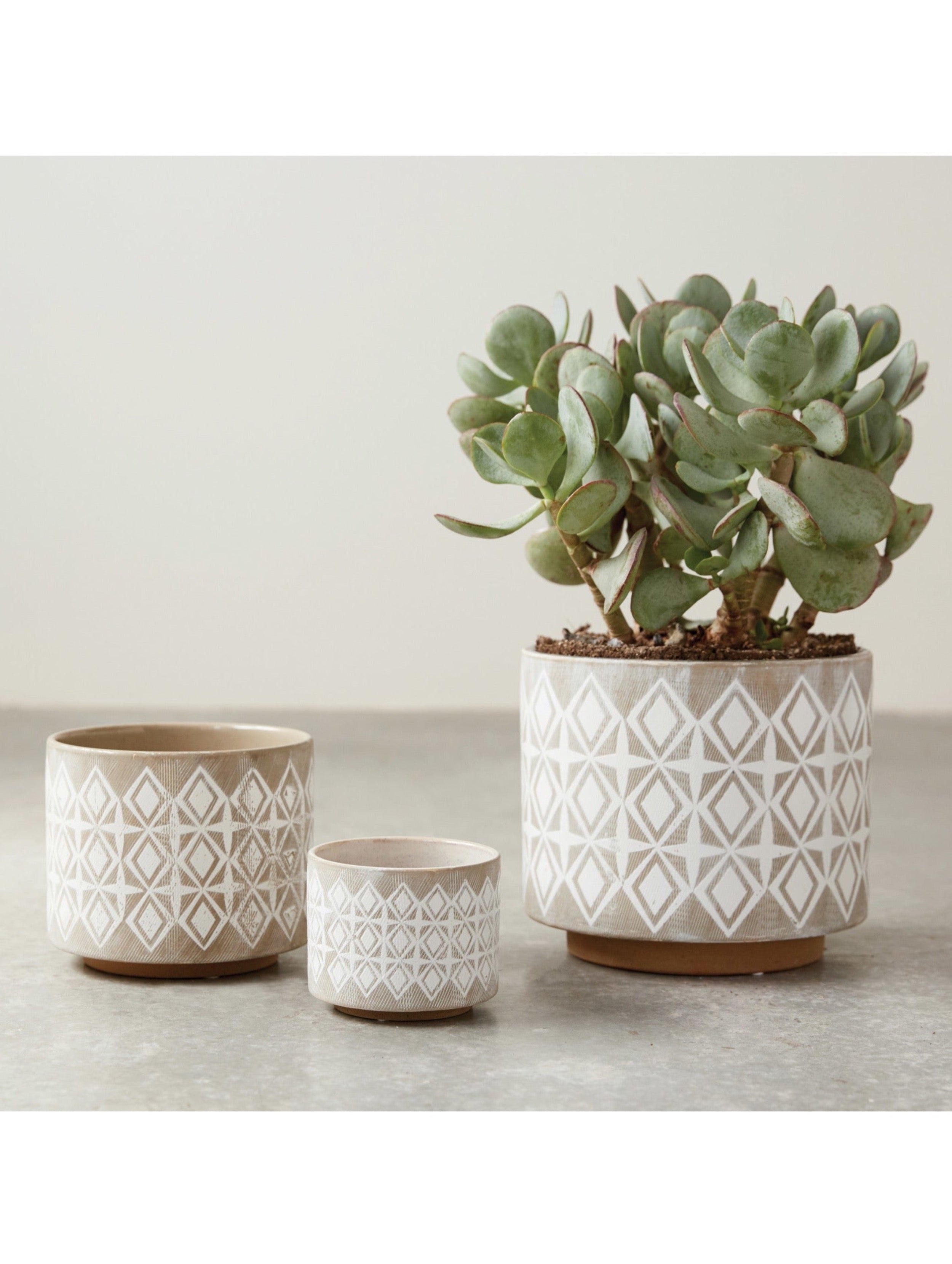 Gray & White, Diamond Pattern Pots