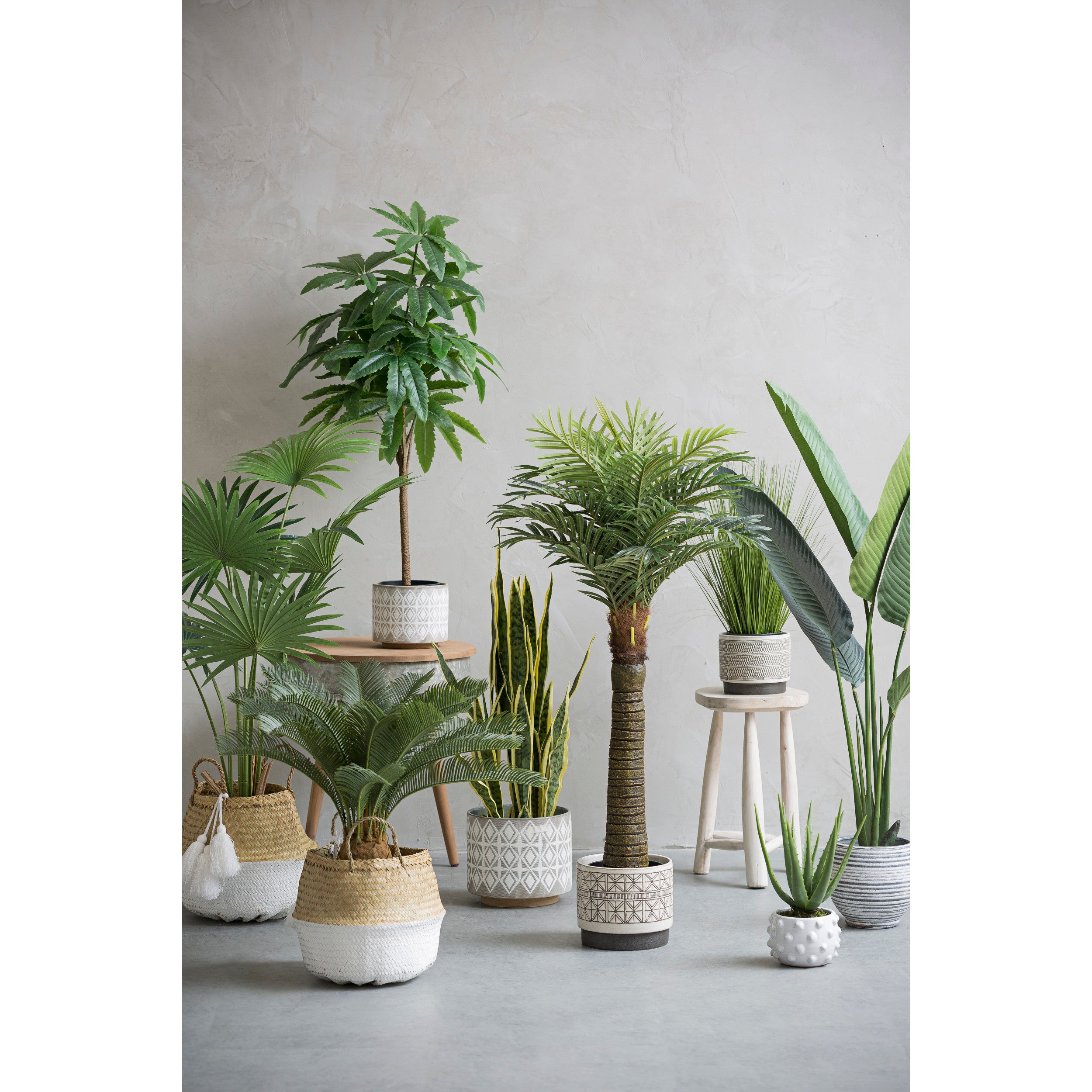 Gray & White, Diamond Pattern Pots