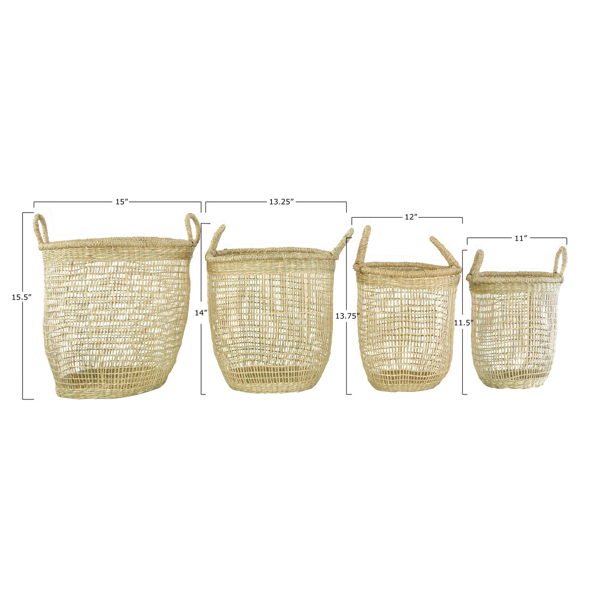 Natural Woven Baskets with Handles