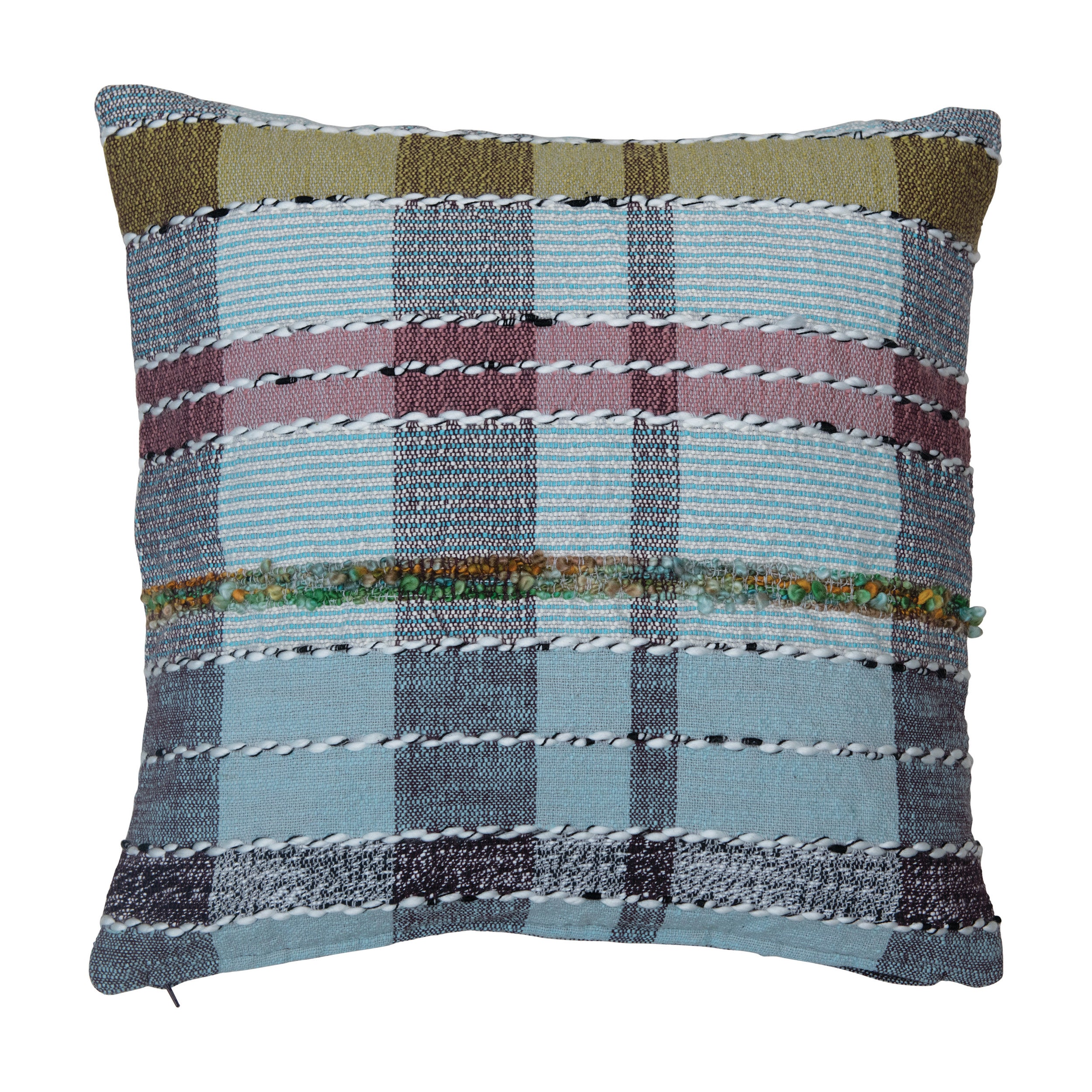 Woven Cotton and Wool Madras Plaid Pillow