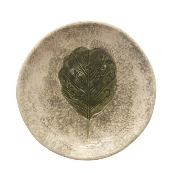 Stoneware Plate with Debossed Florals