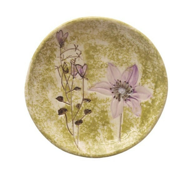 Stoneware Plate with Debossed Florals