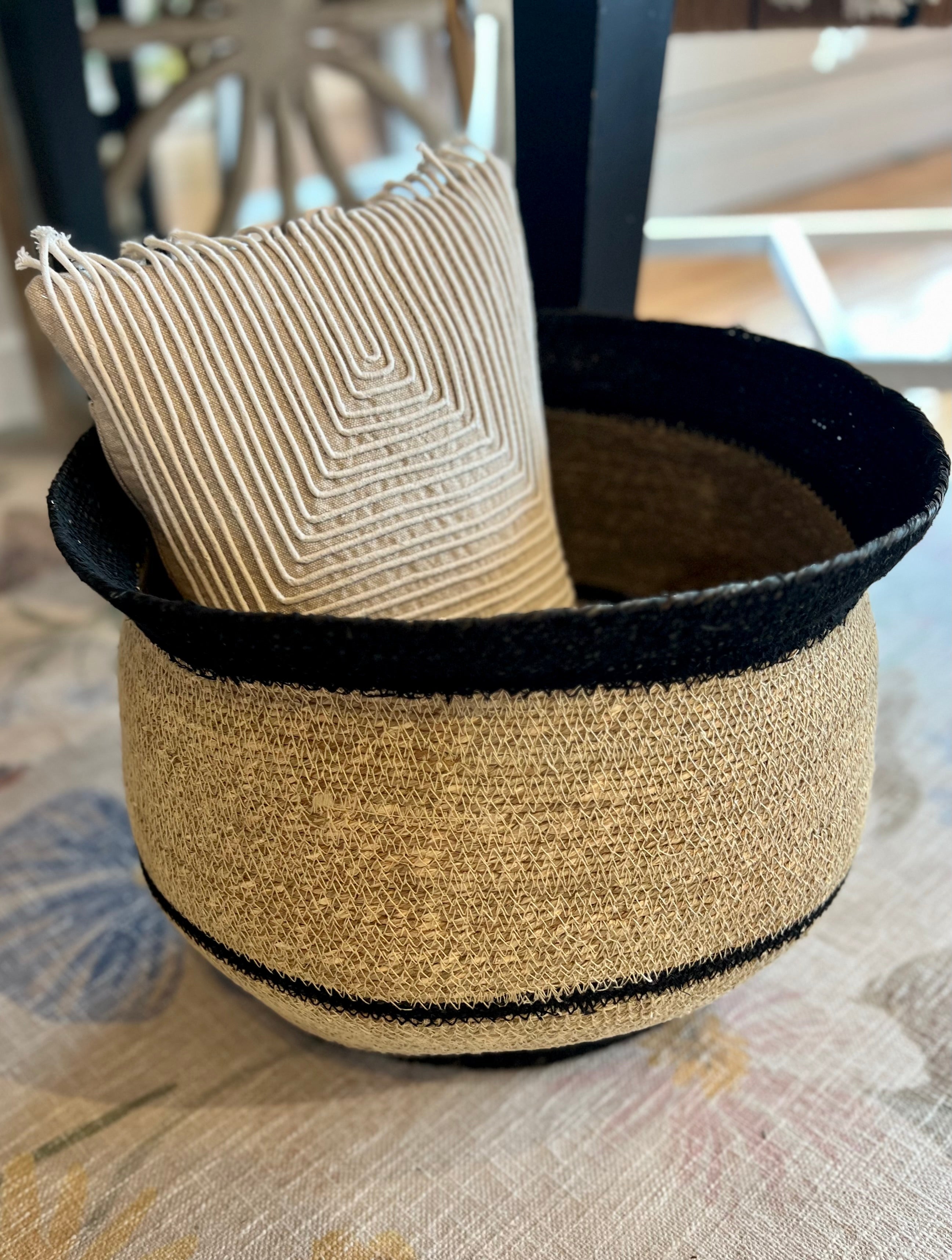 Striped Seagrass Belly Basket