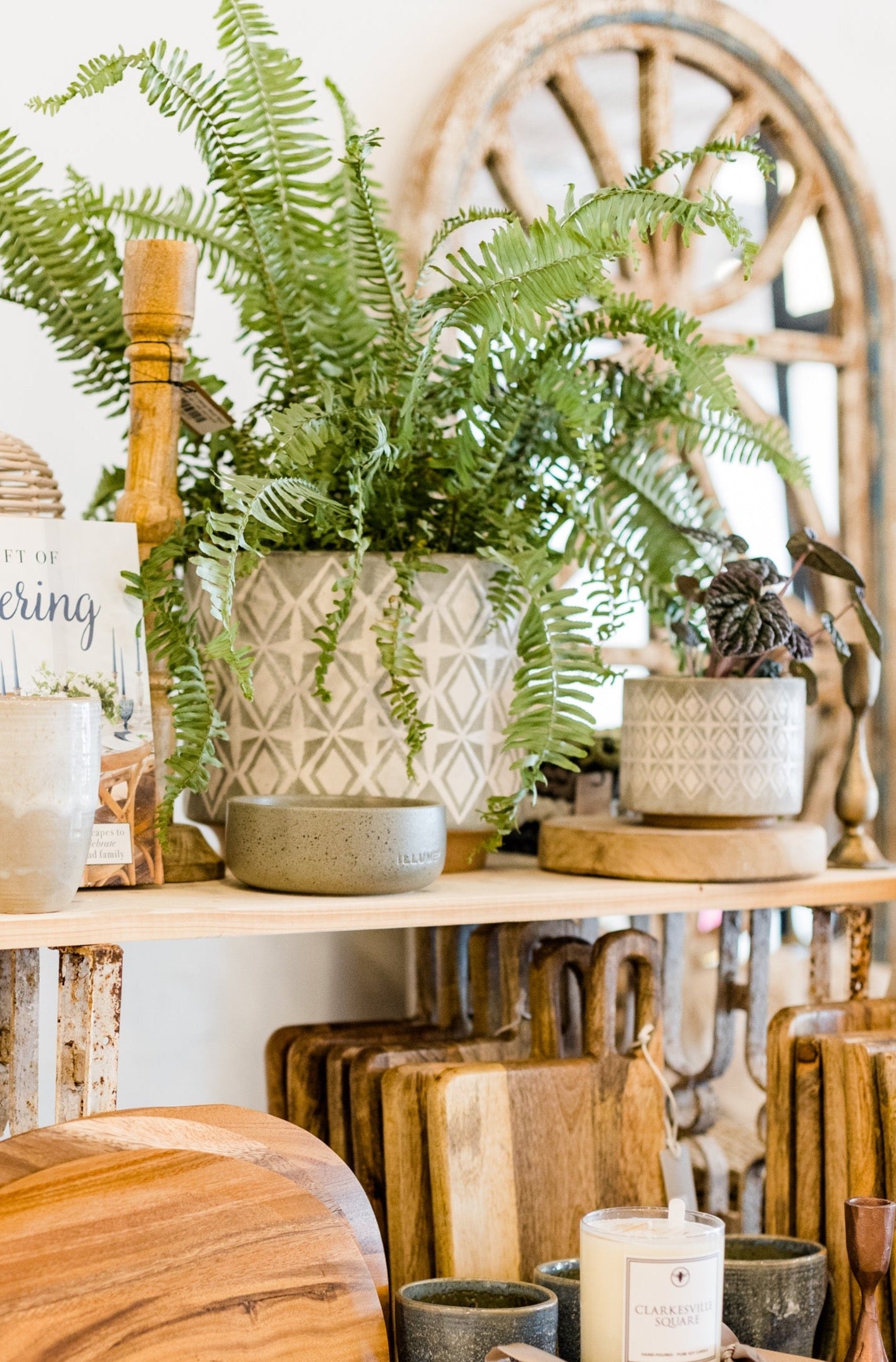 Gray & White, Diamond Pattern Pots