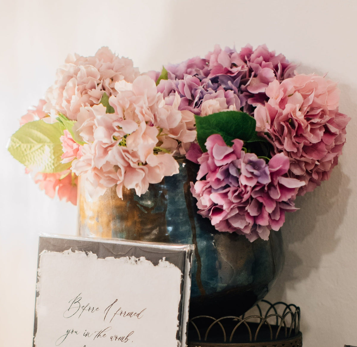 Faux Hydrangea Stem, 3 Colors