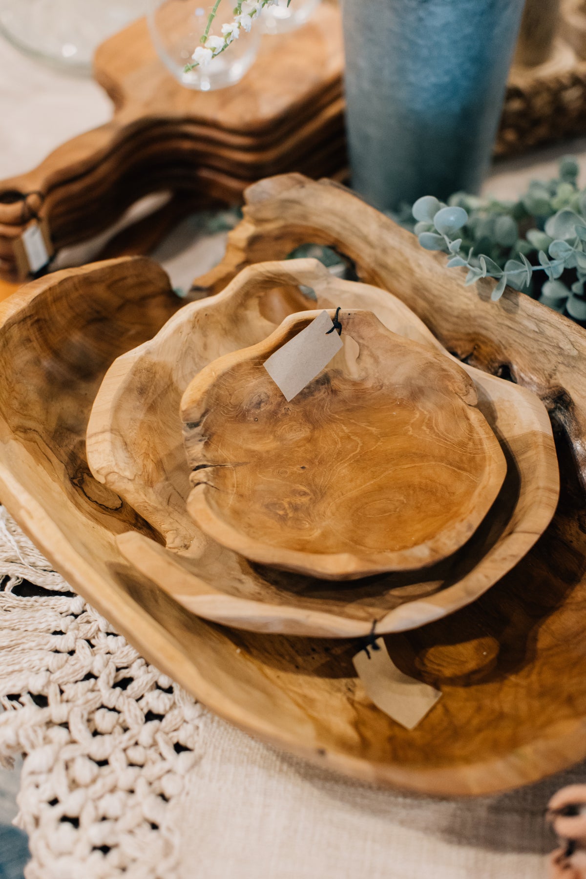 Teak Wood Bowls with Handles