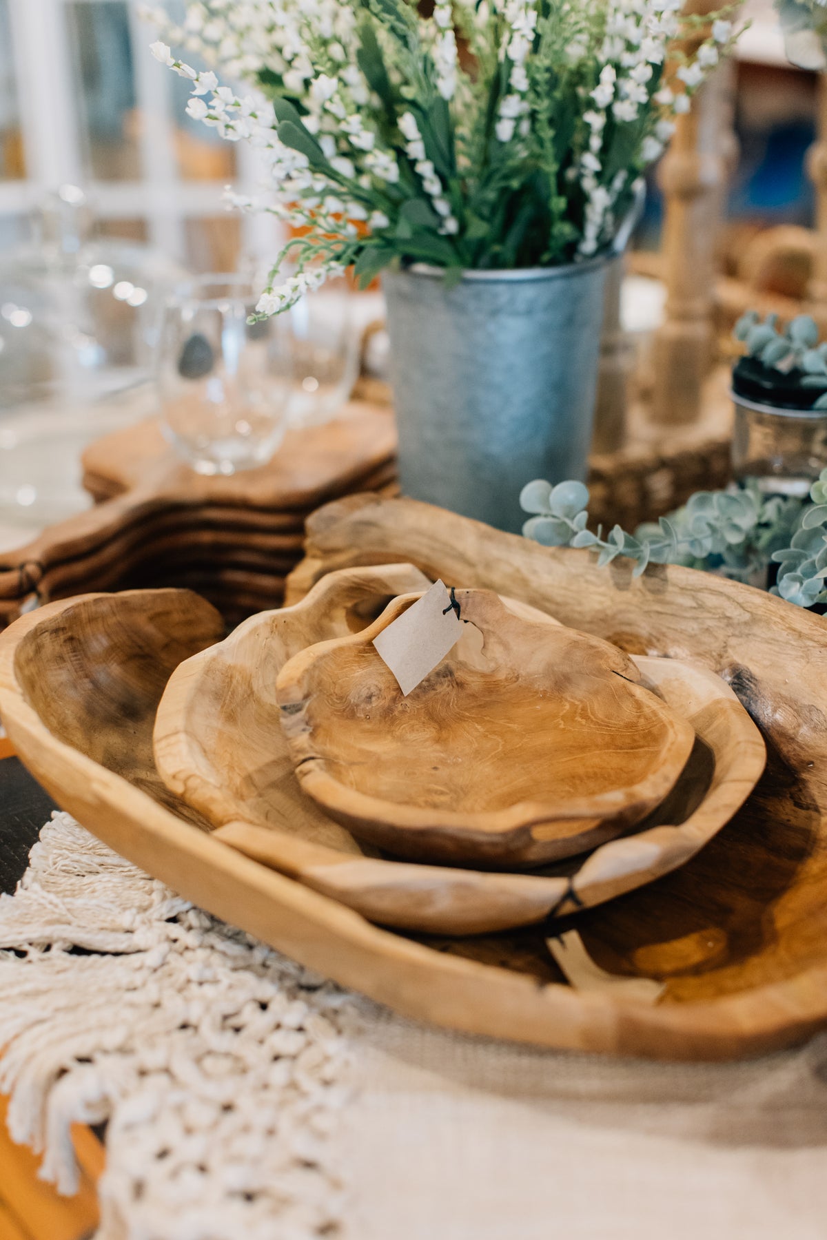 Teak Wood Bowls with Handles