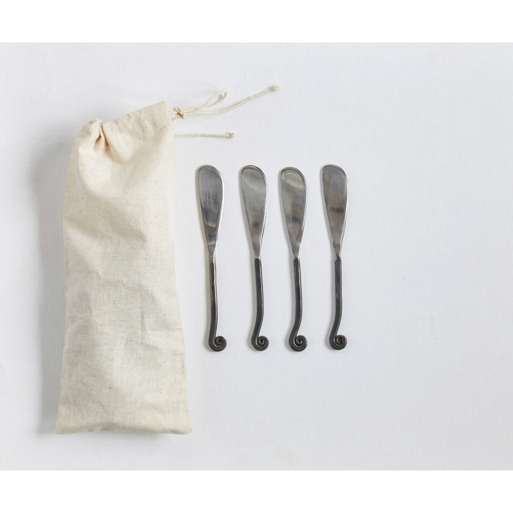 Hand-Forged Canapé Knives with Black Handles