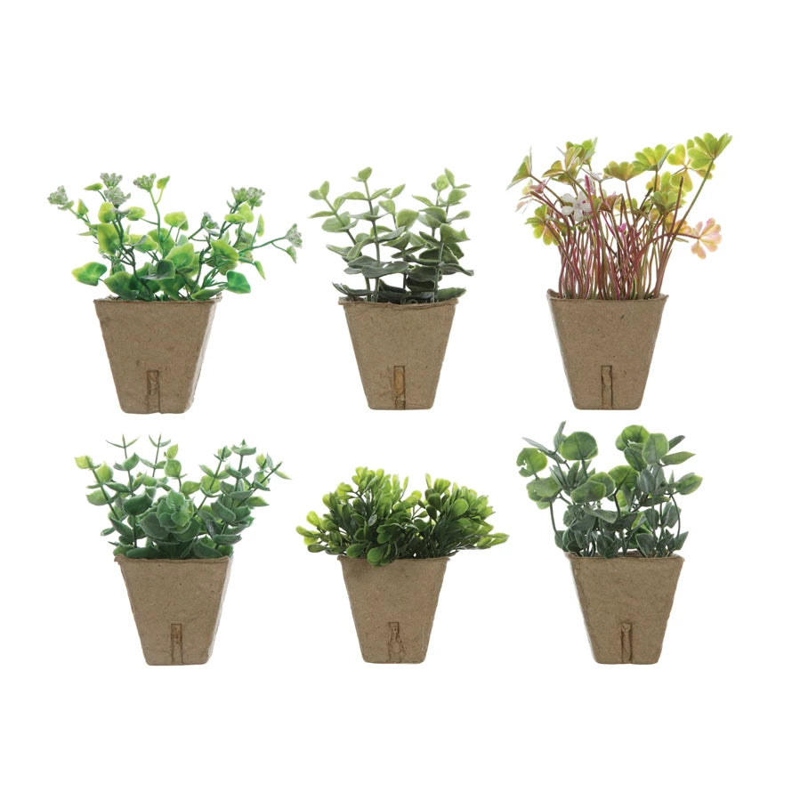 Faux Plant Grass in Paper Pot
