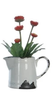 Faux Flowers in Distressed Pitcher