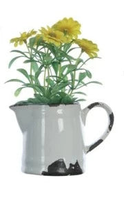 Faux Flowers in Distressed Pitcher