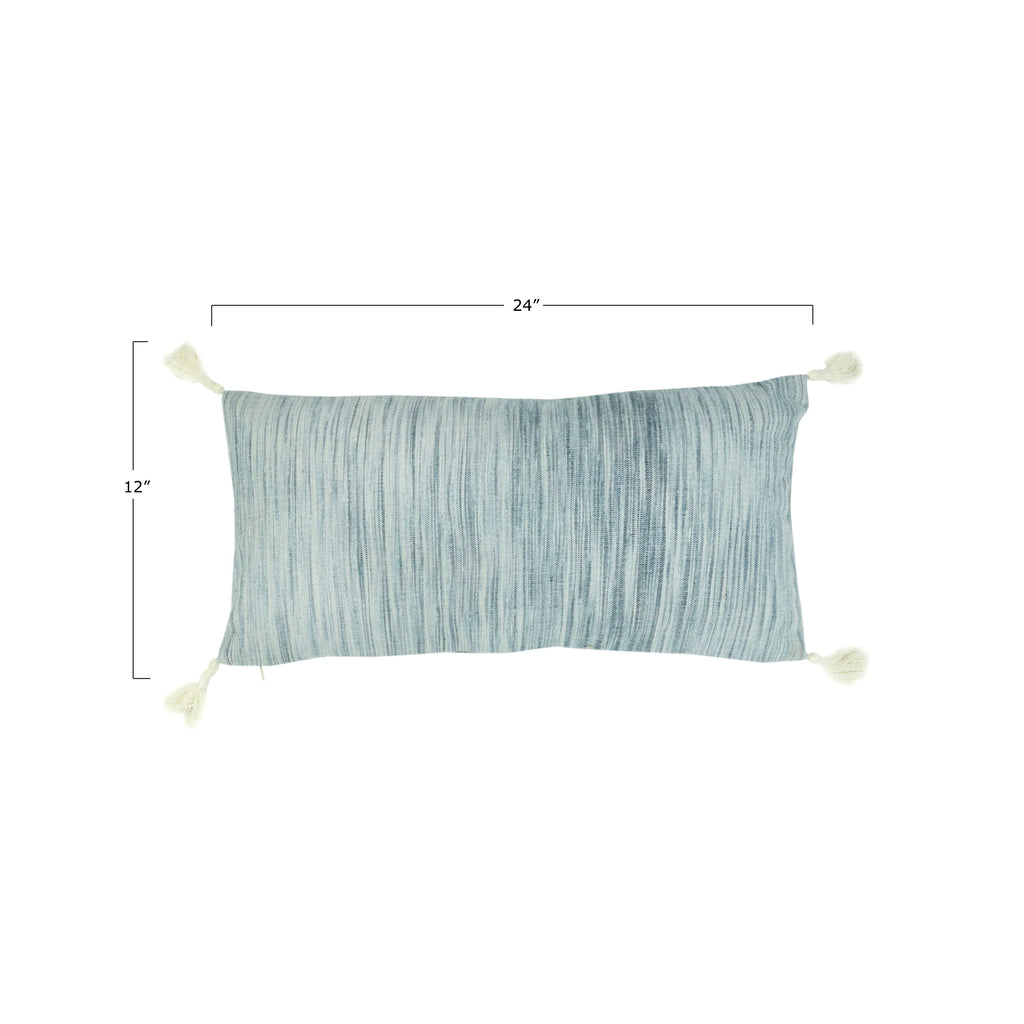 Woven Cotton Lumbar Pillow with Tassels