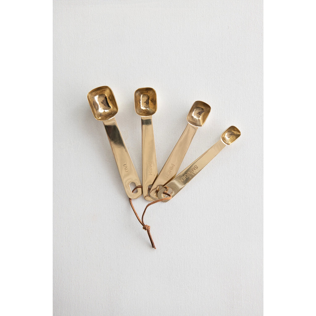 Stainless Steel Measuring Spoons, brass