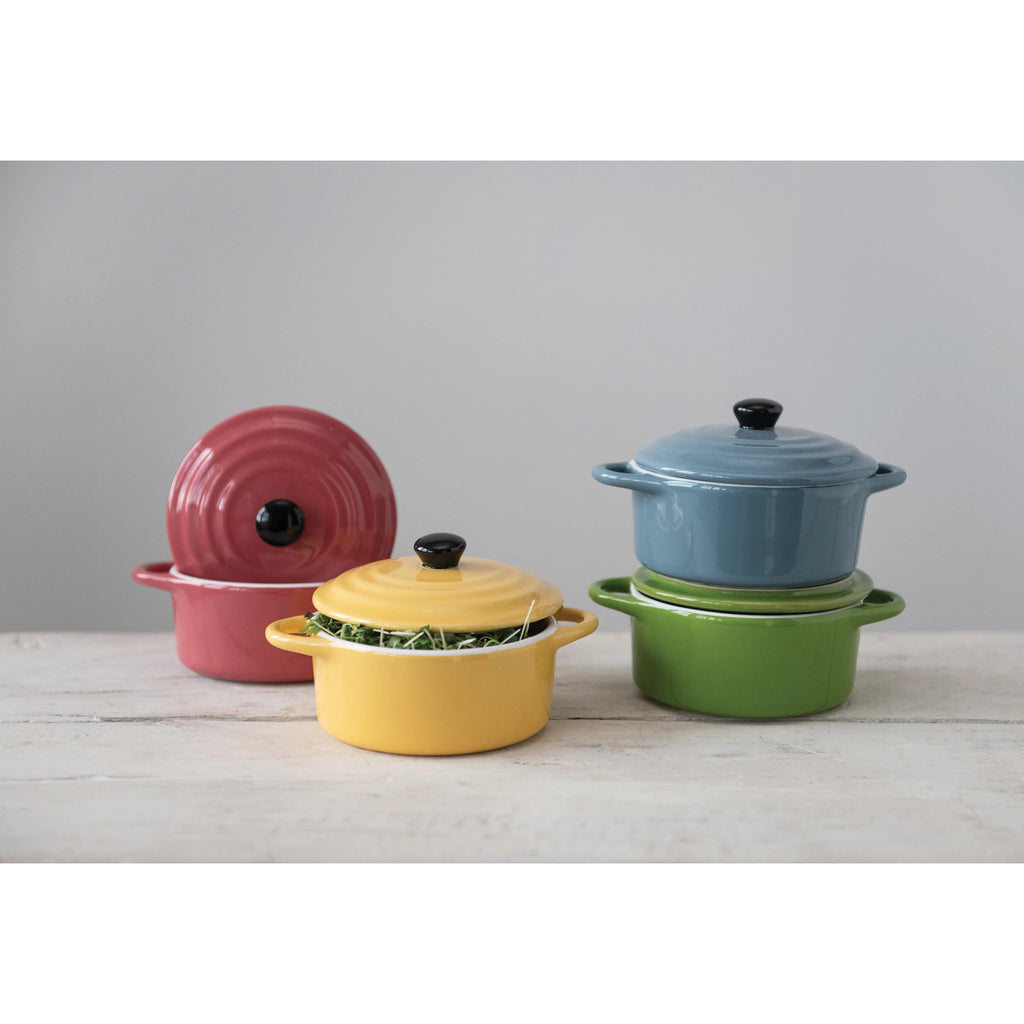 Stoneware Mini Baker with Lid, Vibrant