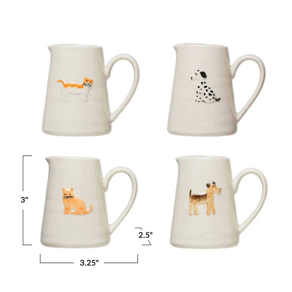 Hand-Painted Cat or Dog Stoneware Creamer