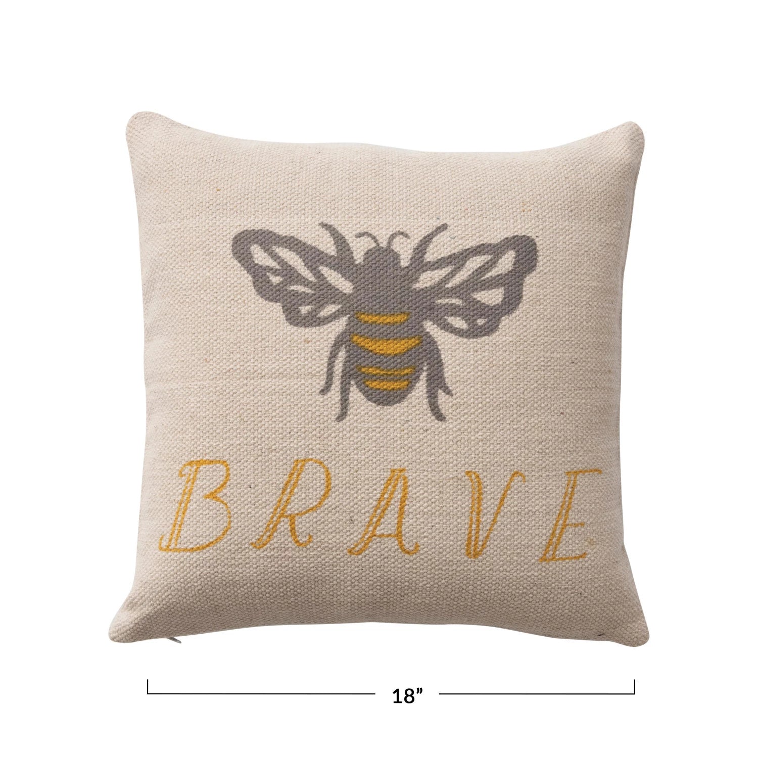 Cotton Pillow with Bee "Brave"
