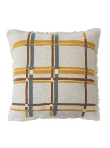 Plaid Pillow with Eyelash Fringe