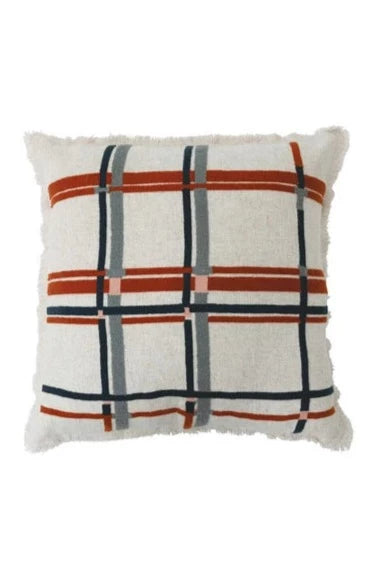 Plaid Pillow with Eyelash Fringe