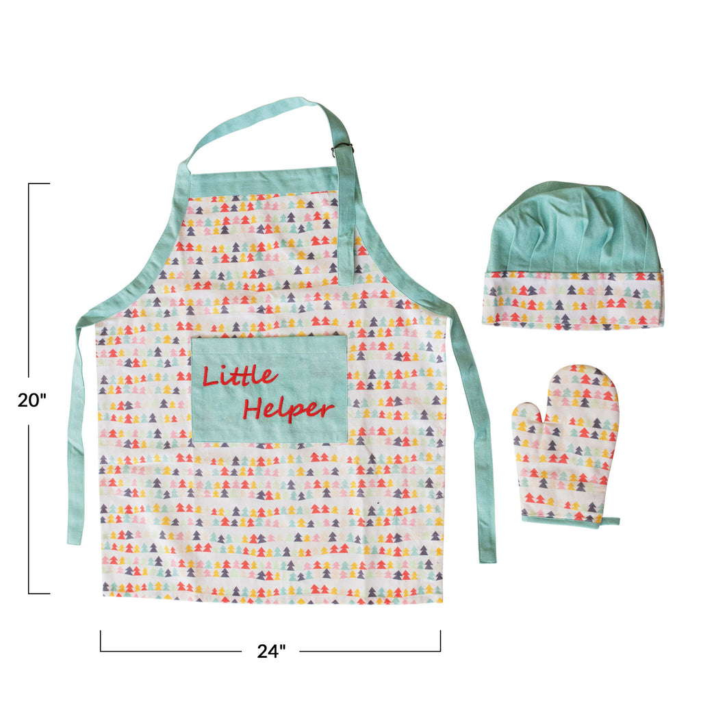 Child Apron with Chef Hat and Oven Mitt